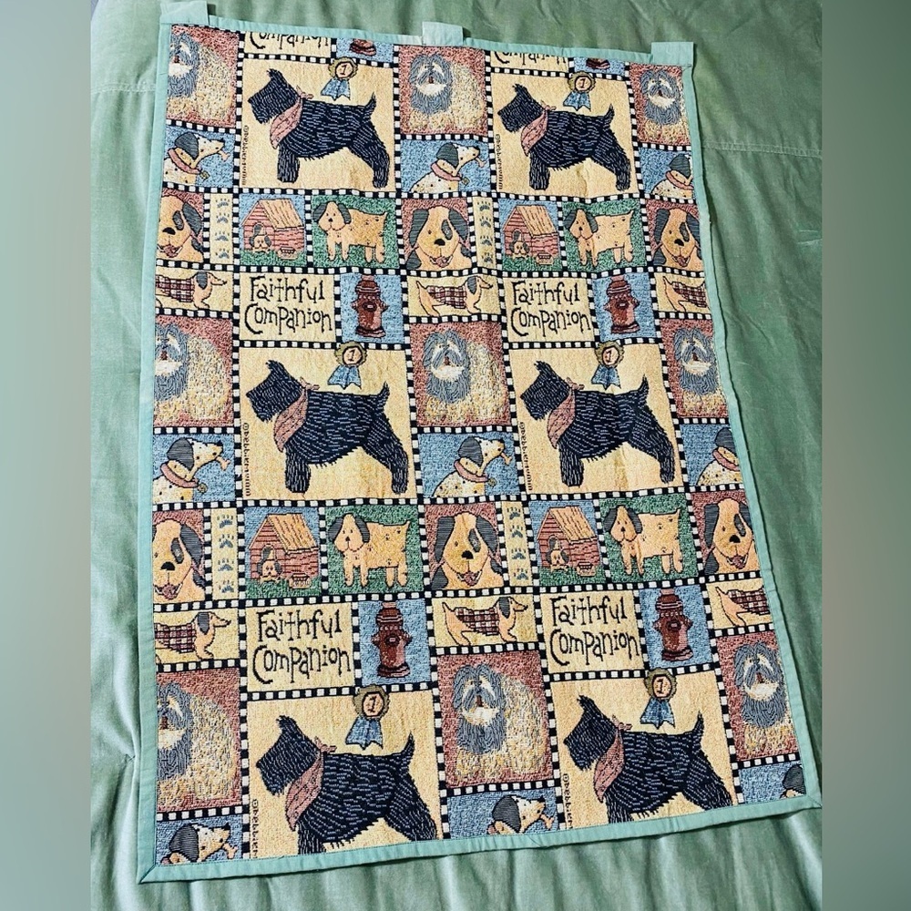 Tapestry of Scotties Sheep dogs Dalmatians faithfull companions wall hanging OSB